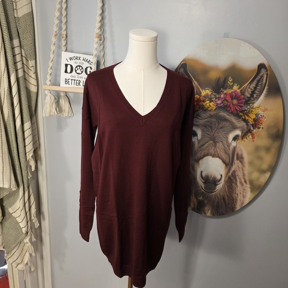 Aritzia Babaton Oversize Sweater Burgundy Red 100% Merino Wool Womens Medium